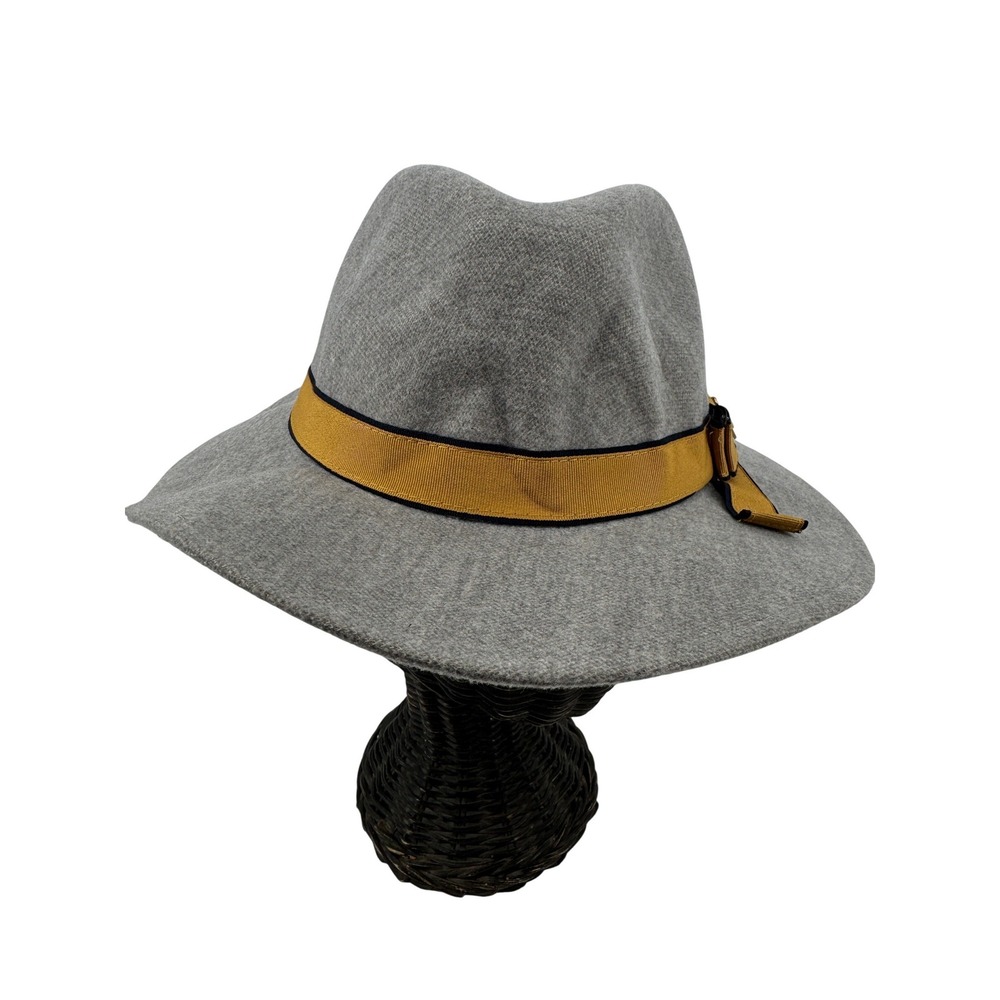 New Juicy Couture Fedora Hat Womens OS Grey Heart Charm Wide Brim Vacation‎